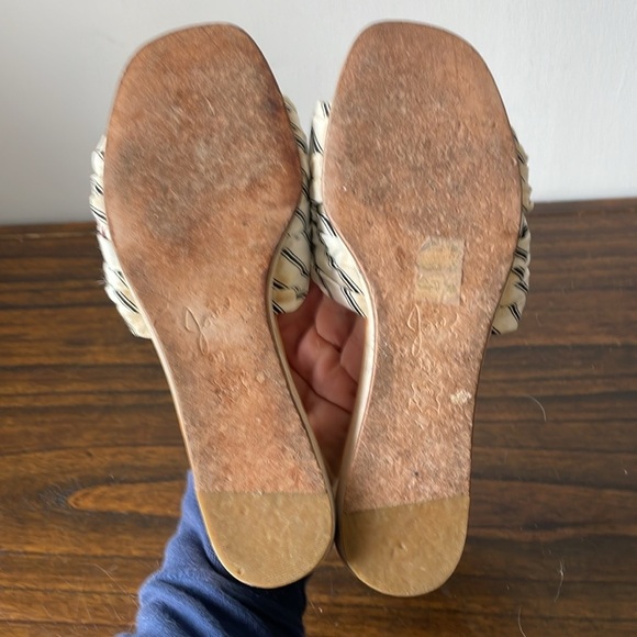 Joie, euro 38.5 US 7-7.5, women’s striped fabric and leather flat slip-on sandal - Picture 7 of 11